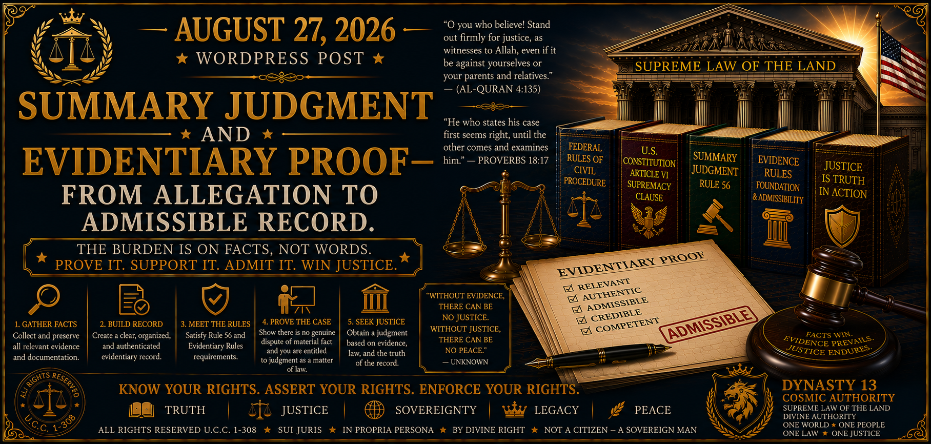 August 27, 2026 | Summary Judgment and Evidentiary Proof: From Allegation to Admissible Record.