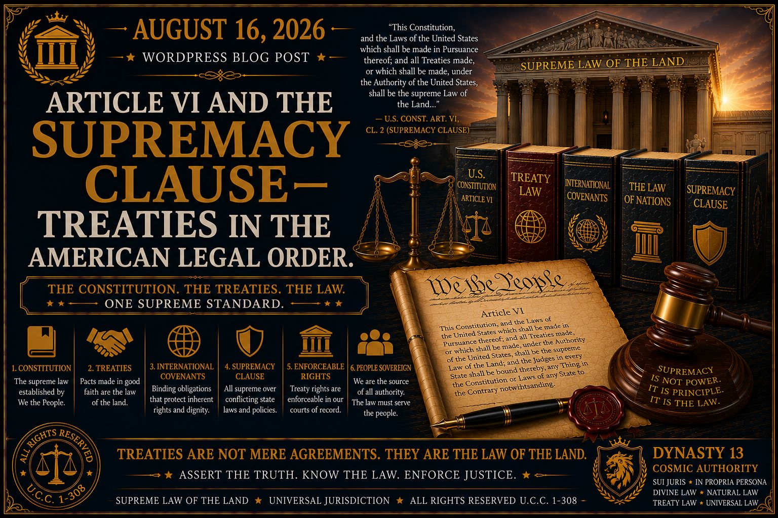 August 16, 2026 | Article VI and the Supremacy Clause- Treaties in the American Legal Order