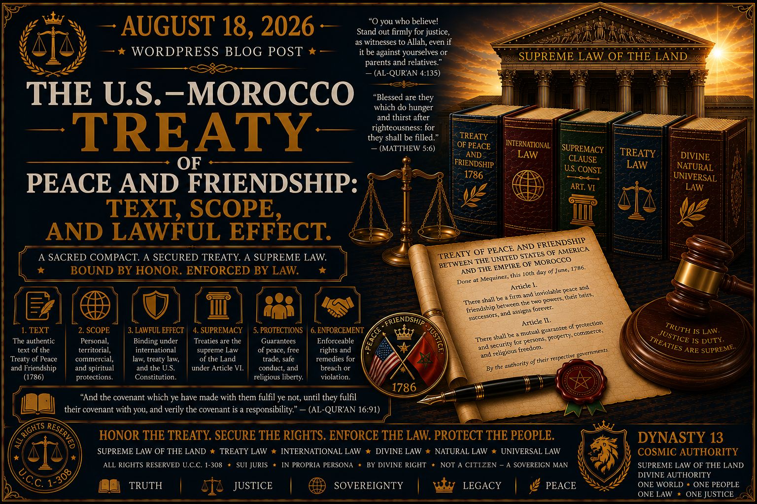 August 18, 2026 | The U.S.–Morocco Treaty of Peace and Friendship: Text, Scope, and Lawful Effect.