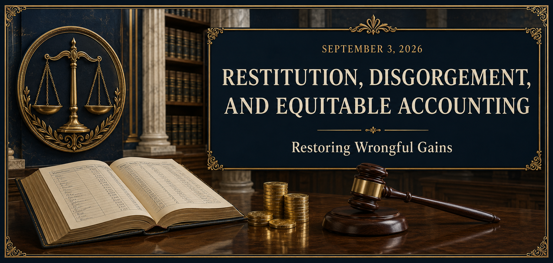 September 3, 2026 | Restitution, Disgorgement, and Equitable Accounting: Restoring Wrongful Gains.