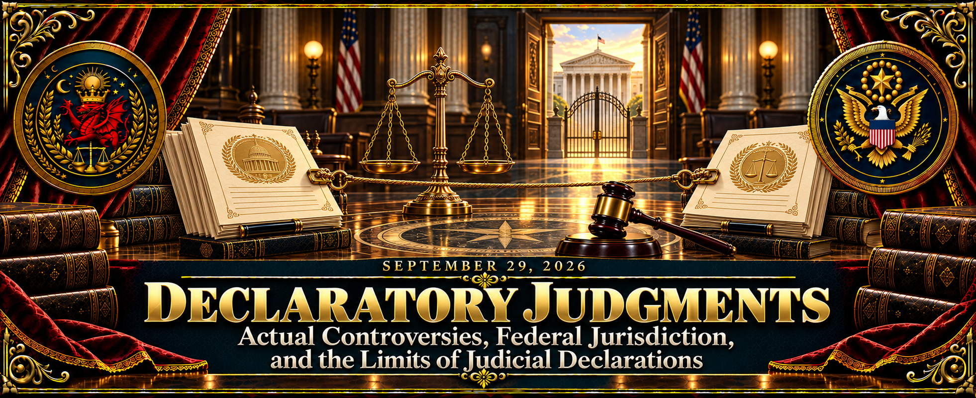 September 29, 2026 | Declaratory Judgments: Actual Controversies, Federal Jurisdiction, and the Limits of Judicial Declarations.